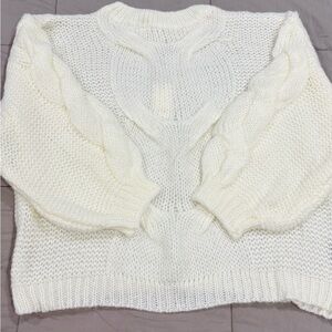 WISHLIST Cozy White Cable Knit Sweater